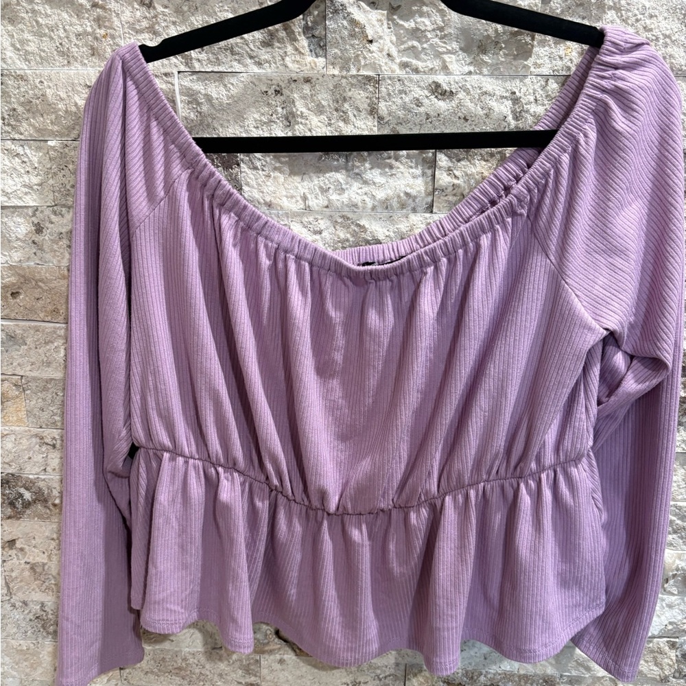 Forever 21 Lavender Off-Shoulder Peplum Top size 1X